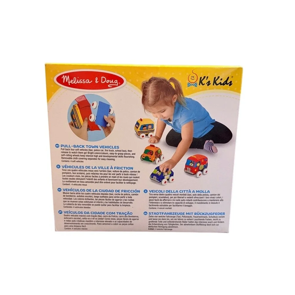 Melissa & Doug Ks Kids Pull-Back Town Vehicles Soft Toy Set 4 Piece 9m+‎ NEW